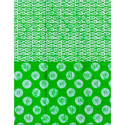African Print Fabric/ Ankara - Green, White 'Eji’s Riddle' Design, YARD or WHOLESALE