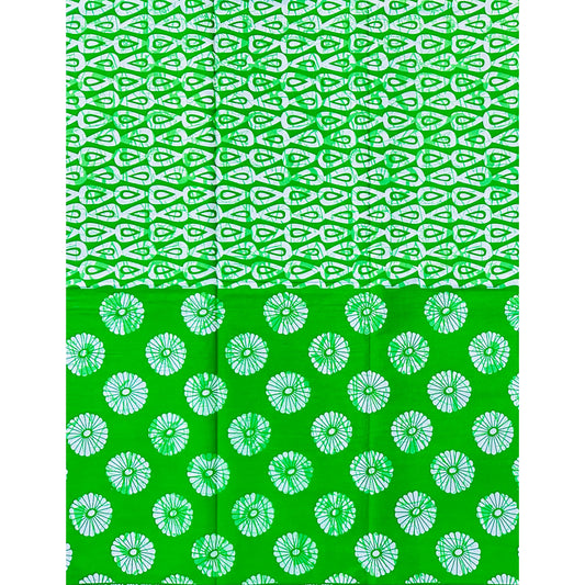 African Print Fabric/ Ankara - Green, White 'Eji’s Riddle' Design, YARD or WHOLESALE