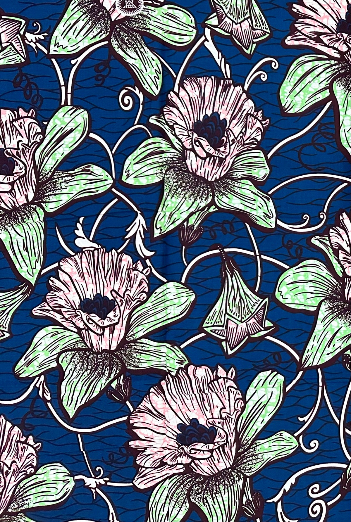 African Print Fabric/Ankara - Blue, Pink, Green ‘Abidjan Bloom', YARD or WHOLESALE
