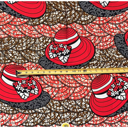 African Print Fabric/Ankara - Red, Blue, Orange, Brown "Madam President" Design, Yard