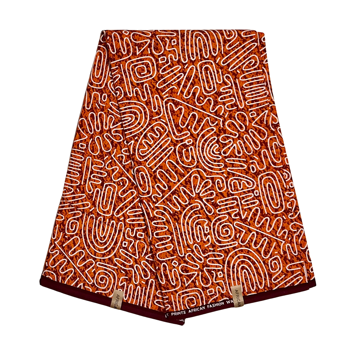 African Print Fabric/ Ankara - Shades of Brown, White "Sacred Fire", YARD or WHOLESALE