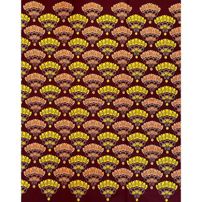 African Print Fabric/Ankara - Shades of Brown, Chartreuse "Nami" Design