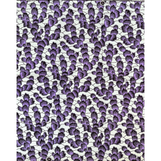 African Print Fabric/Ankara - Cream, Purple, Brown "Little By Little" Design