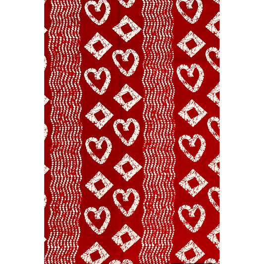 African Print Fabric/ Ankara - Red, White 'Sew In Love' Design, YARD or WHOLESALE