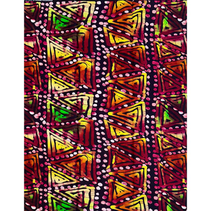 African Print Fabric/ Ankara - Red, Dark Brown, Orange, Pink, Yellow, Green 'Drumfire Echo’, YARD or WHOLESALE
