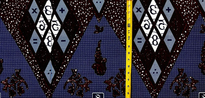 African Print Fabric/ Ankara - Brown, Navy 'Scholar’s Cloth', 1 YARD