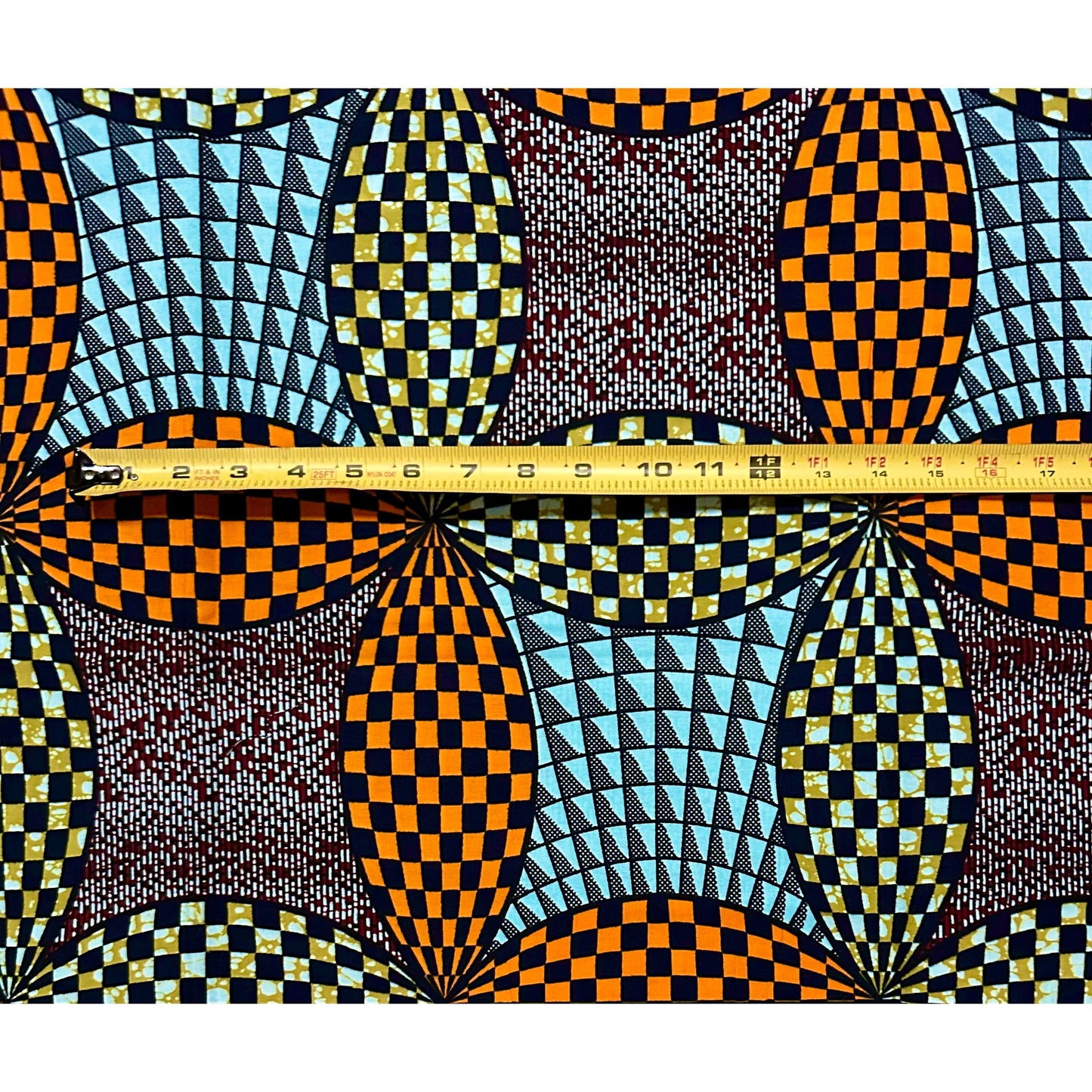 African Print Fabric/ Ankara - Blue, Orange, Brown "Mama Put It On Hold", Yard or Wholesale