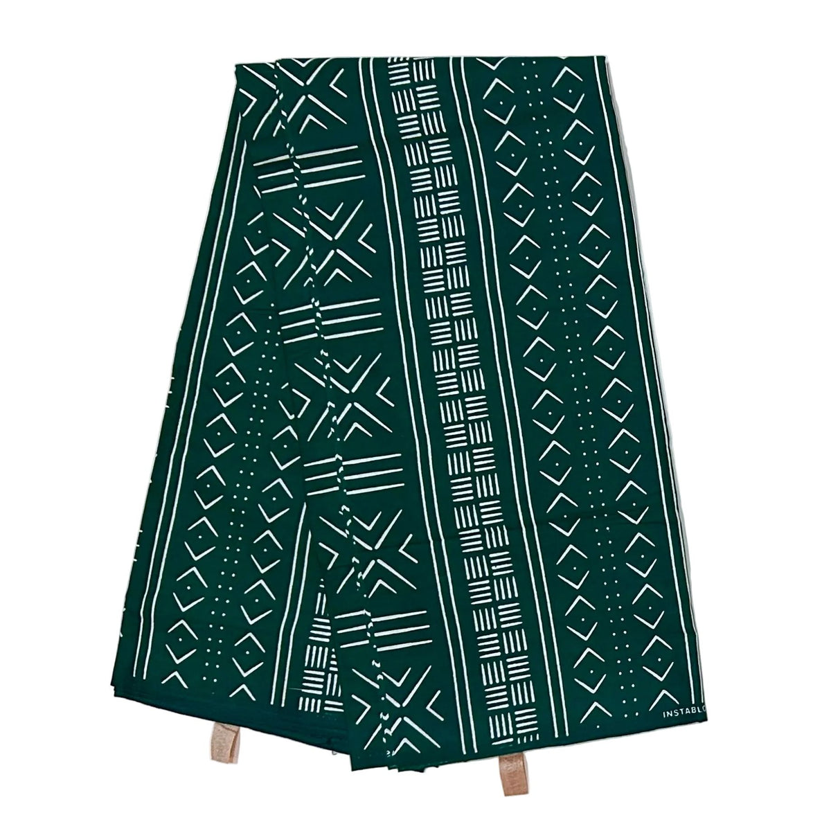 African Print Fabric/ Ankara - Green, White 'Kinfolk Code' Design, YARD or WHOLESALE