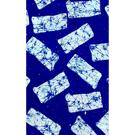 African Print Fabric/ Ankara - Blue, White 'Azure Kora', Per Yard or Wholesale
