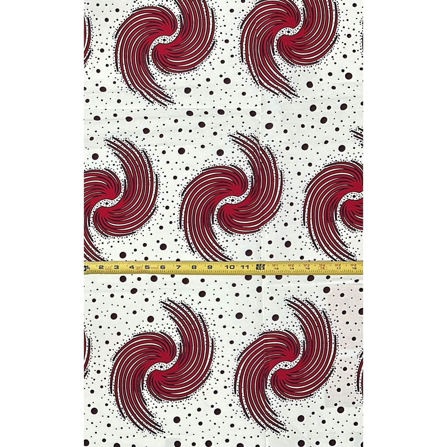 African Print Fabric/ Ankara - Cream, Red, Brown 'Spiral of Success', YARD