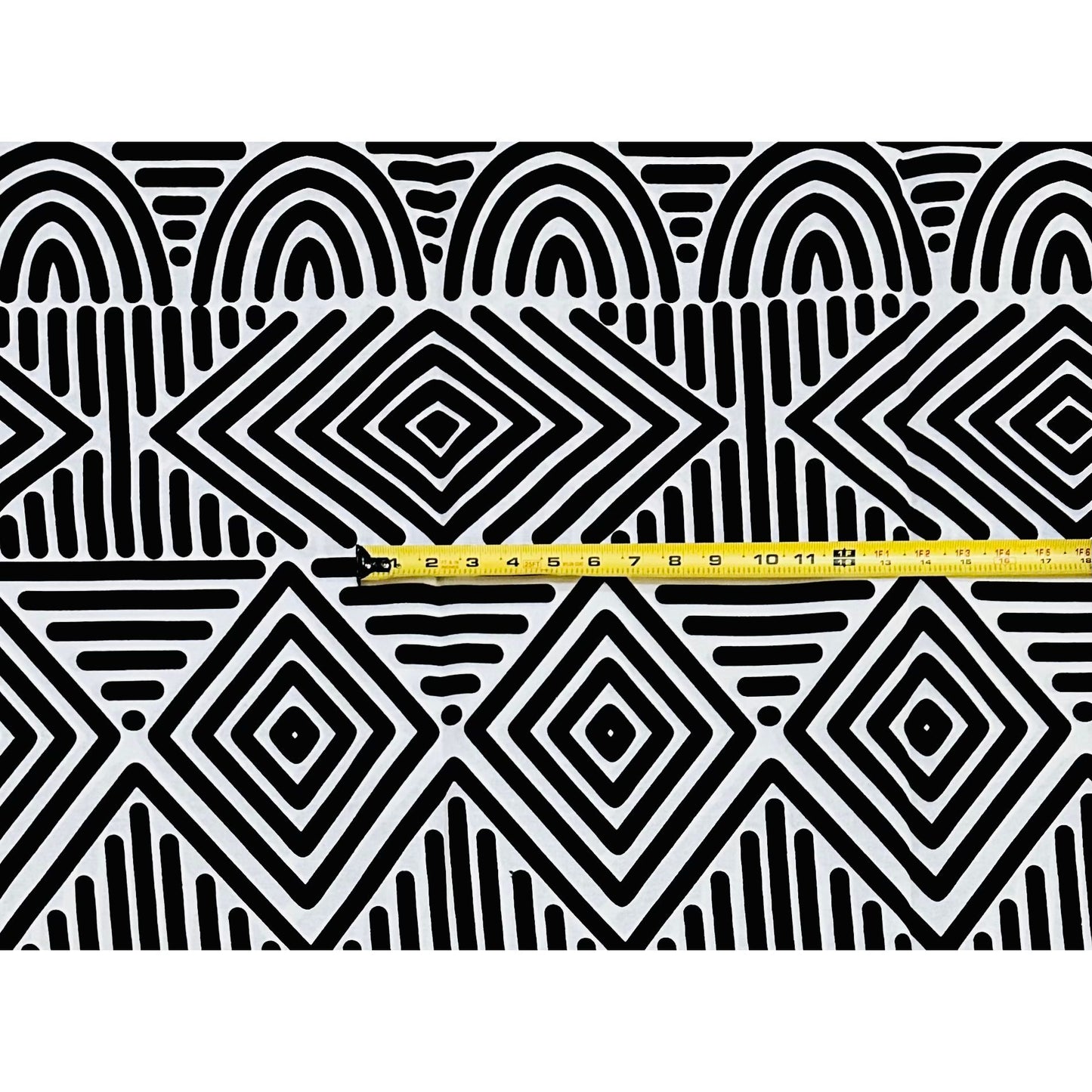 African Print Fabric/ Ankara - White, Black 'Wakanda Cipher’, YARD or WHOLESALE