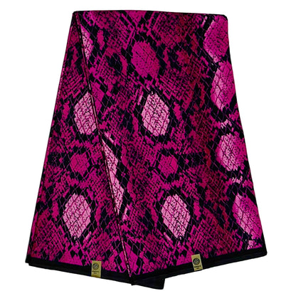 African Print Fabric/ Ankara - Pink, Black 'Adesewa Skin' Design, Yard or Wholesale