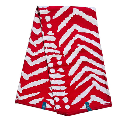 African Print Fabric/ Ankara - Red, White 'Red Intent', Per Yard or Wholesale