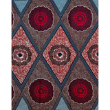 African Print Fabric/ Ankara - Brown, Blue, Red 'Afia Enum,' YARD