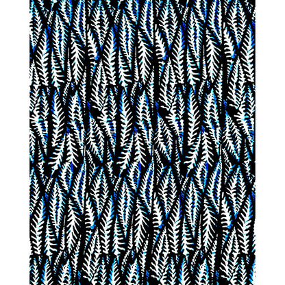 African Print Fabric/ Ankara - Blue, Black, White 'Who Blow AC?' Design, YARD or WHOLESALE