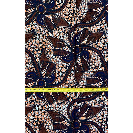 African Print Fabric/Ankara - Shades of Brown "Calculated Beauty" Design, 1 Yard