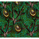 African Fabric/ Ankara - Green, Brown 'Vintage Blossoms,' Design, YARD or WHOLESALE