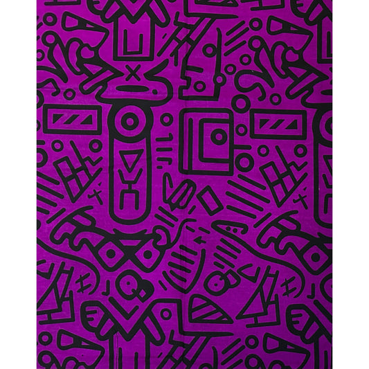 African Print Fabric/ Ankara - Purple, Black 'Kpakpam', YARD or WHOLESALE