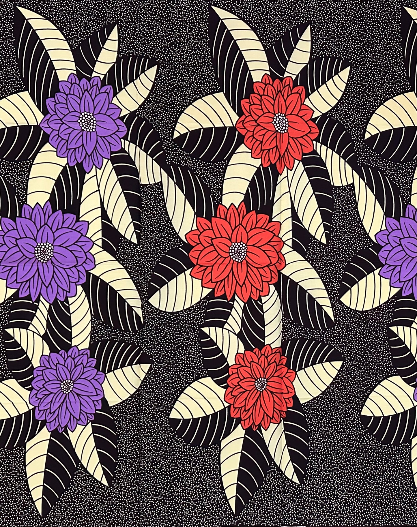 African Print Fabric/ Ankara - Brown, Beige, Orange, Purple "Tea At Falomo" Design, 1 Yard