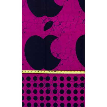 African Print Fabric/ Ankara - Magenta, Black "Big Apple", YARD or WHOLESALE