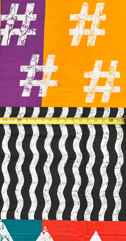 African Print Fabric/ Ankara - Black, White, Purple, Yellow, Teal, Red/Orange '#AfroSyntax' Design, YARD or WHOLESALE