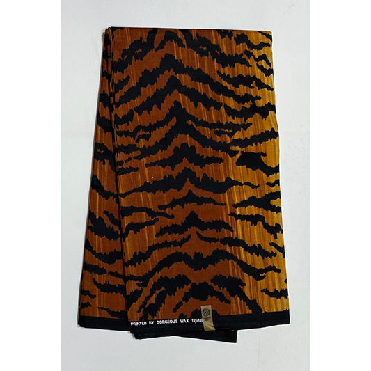 African Print Fabric/ Ankara - Brown, Black 'Oba of the Wild' Design, Yard or Wholesale