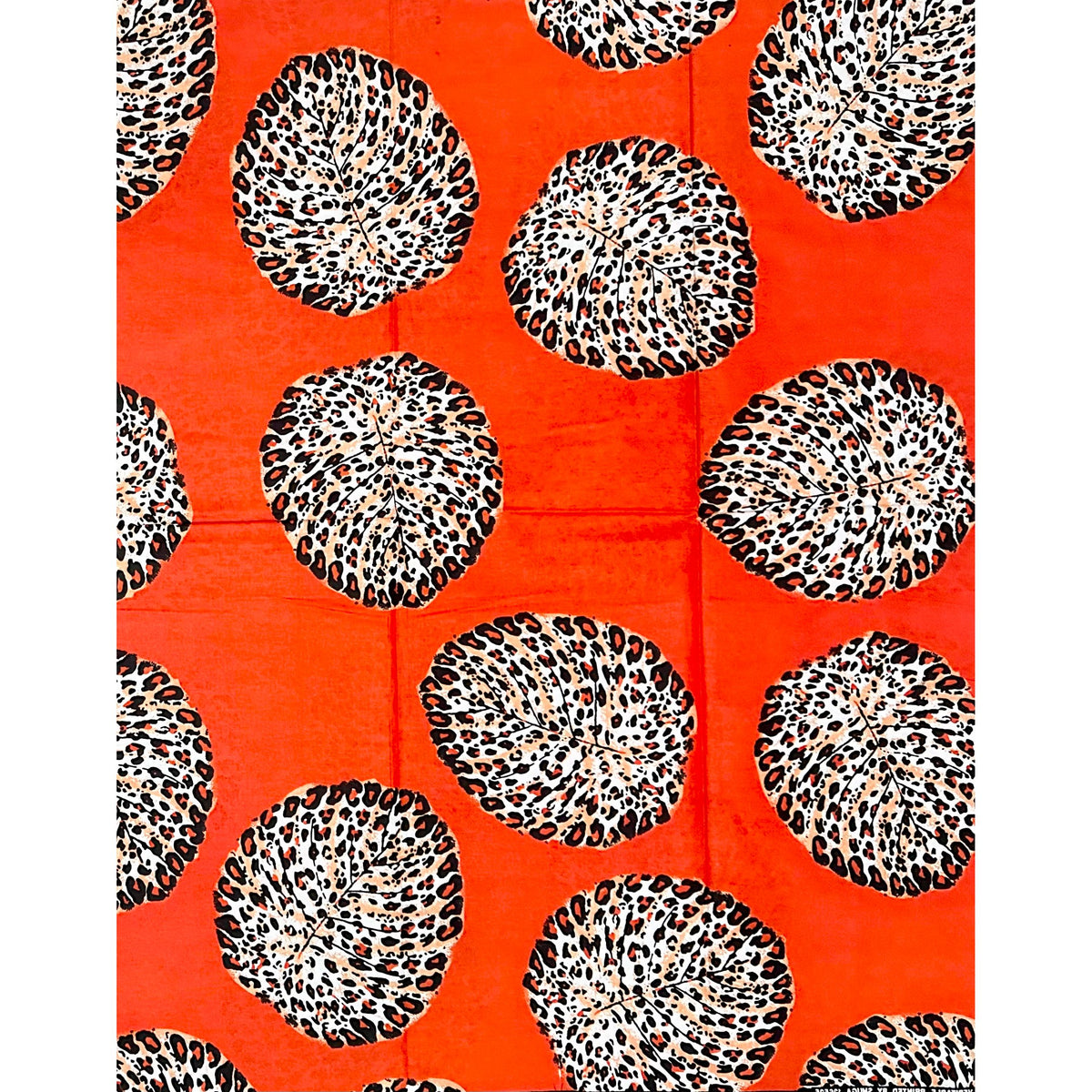 African Print Fabric/ Ankara - Orange, Black 'Seen & Spotted' Design, YARD or WHOLESALE