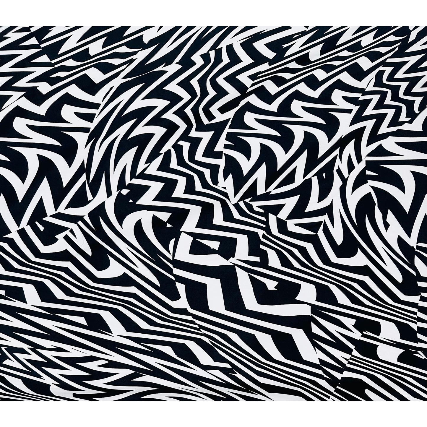 African Print, Stretch Cotton Satin Fabric- Black, White "Anansi Unbound" Per Yard