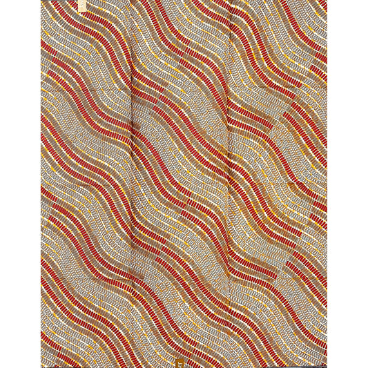 African Print Fabric/ Ankara - Orange, Red 'Sango’s Current' Design