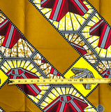 African Fabric/ Ankara - Brown, Yellow, Red 'Aganran’ Design, YARD