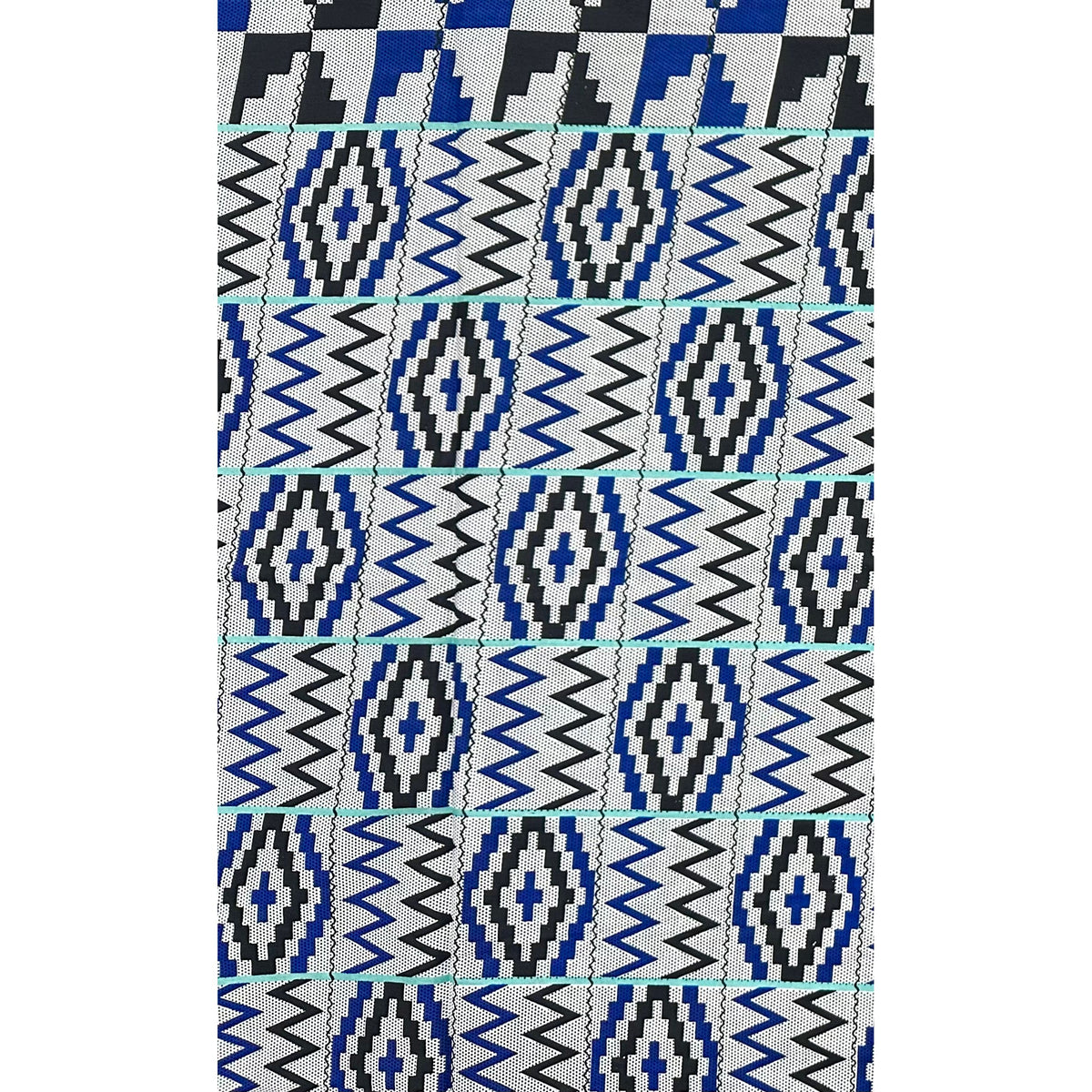 African Print Fabric/ Ankara - Blue, White, Black 'Azuri Meridian', YARD or WHOLESALE