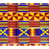 African Print Fabric/ Ankara - Blue, Marigold, Red 'Emancipation' Kente, YARD or WHOLESALE