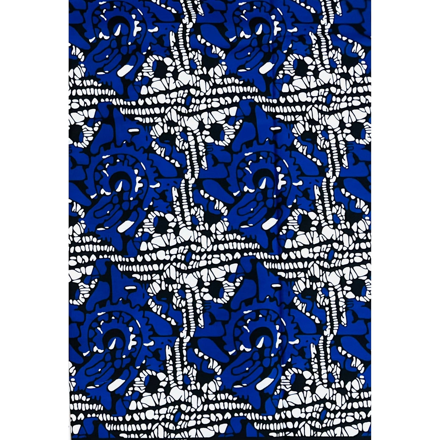African Print Fabric/ Ankara - Blue, Black, White 'Electric Indigo', Per Yard or Wholesale