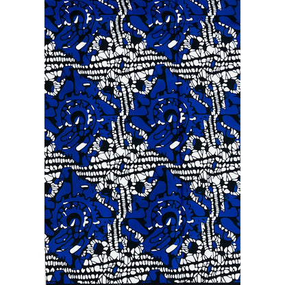 African Print Fabric/ Ankara - Blue, Black, White 'Electric Indigo', Per Yard or Wholesale