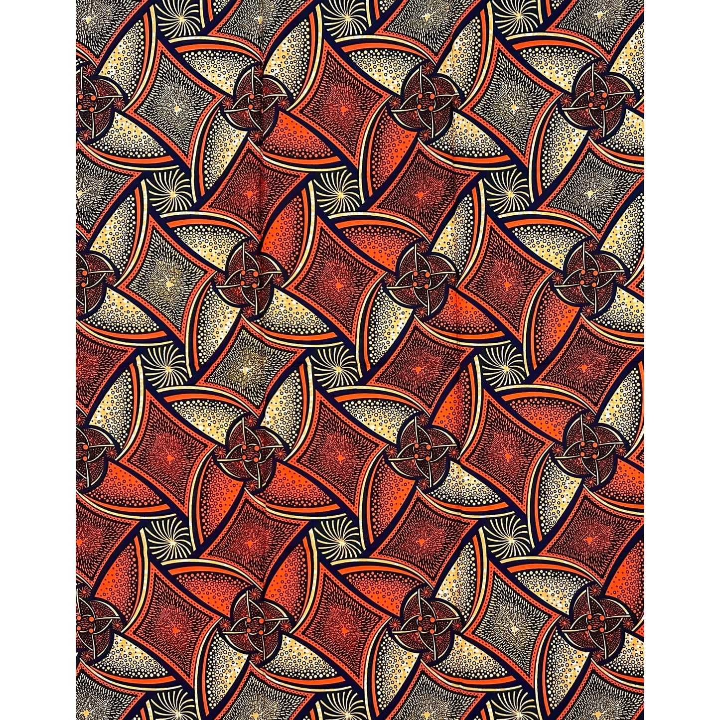 African Print Fabric/ Ankara - Orange, Wheat "Ember of Ife", YARD or WHOLESALE