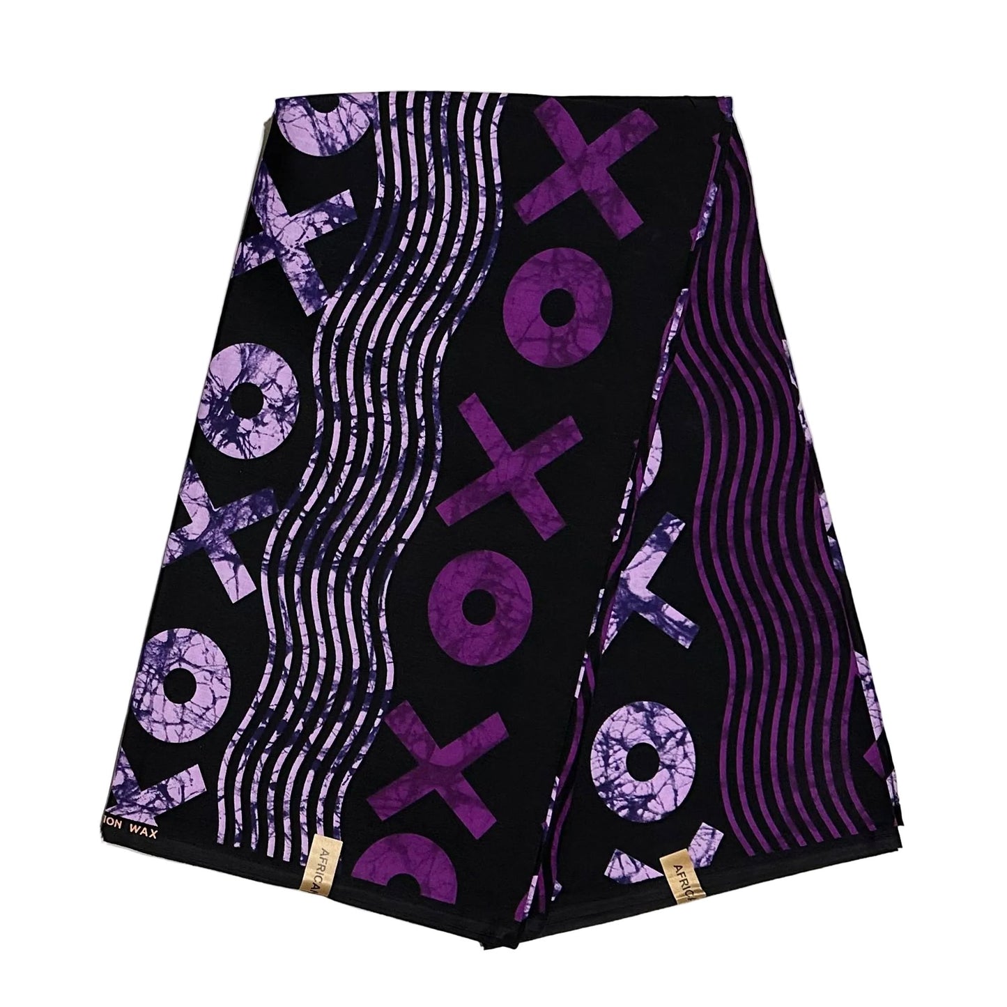 African Print Fabric/ Ankara - Shades of Purple, Black 'XOXO', Per Yard or Wholesale