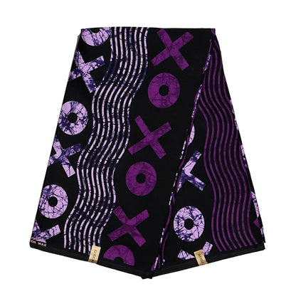 African Print Fabric/ Ankara - Shades of Purple, Black 'XOXO', Per Yard or Wholesale