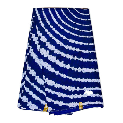 African Print Fabric/ Ankara - Shades of Blue, ‘Bahari Wave' YARD or WHOLESALE
