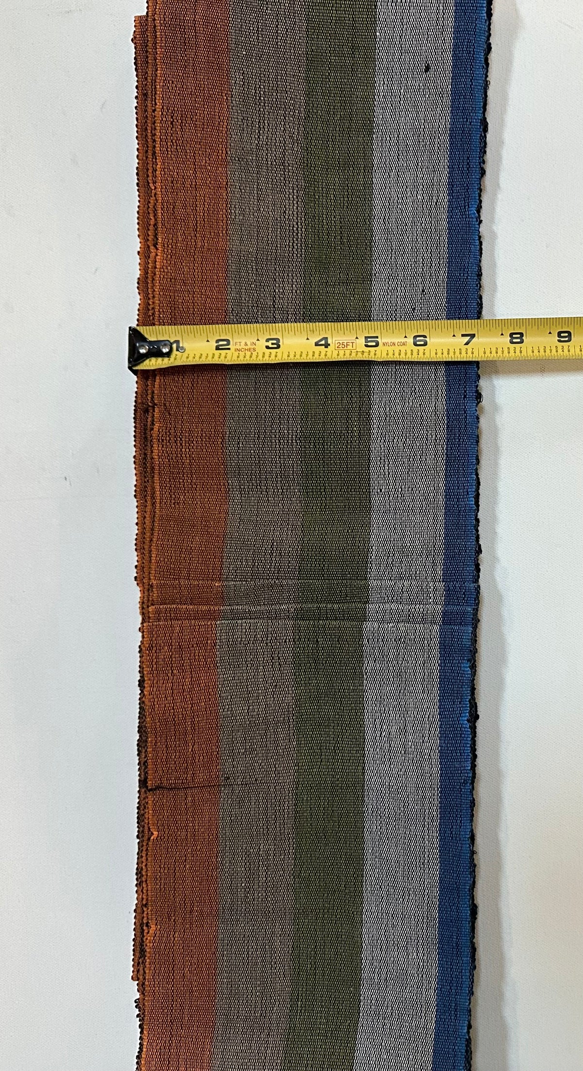 Aso-Oke Fabric / Yoruba Hand-Woven Textile – Orange, Khaki, Green, Gray, Blue ‘Grace’, Per Yard