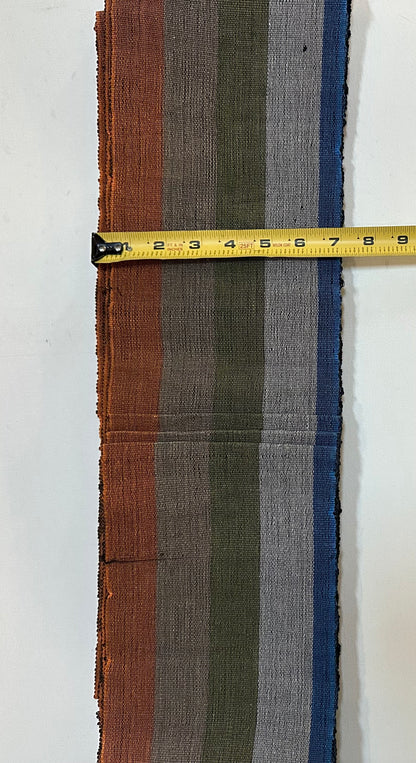 Aso-Oke Fabric / Yoruba Hand-Woven Textile – Orange, Khaki, Green, Gray, Blue ‘Grace’, Per Yard