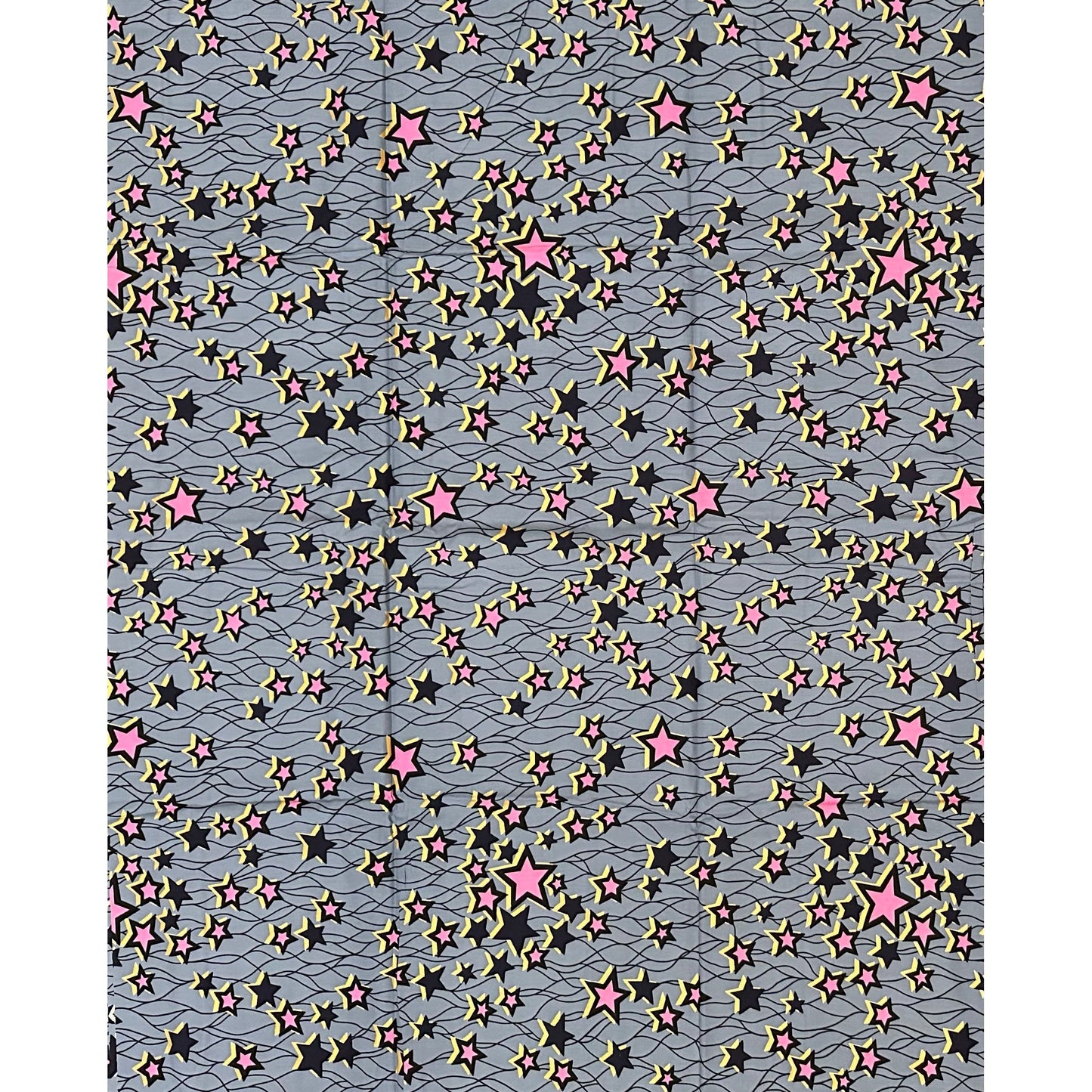 African Print Fabric/ Ankara - Gray, Metallic Gold, Pink, Navy, Black 'Celebrity' Design, YARD or WHOLESALE