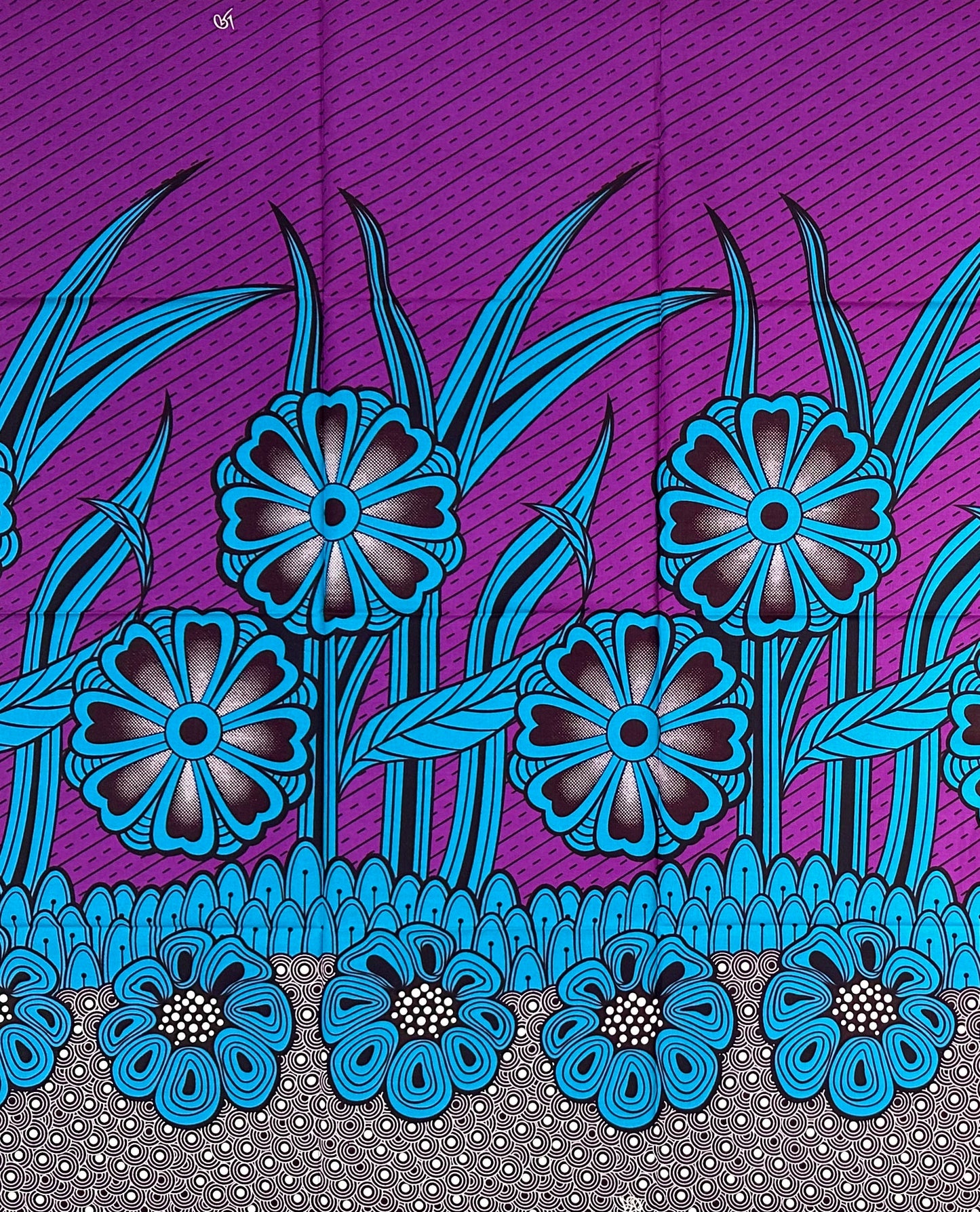 African Print Fabric/ Ankara - Purple, Blue, Brown 'Midnight in Lilongwe', 1 YARD