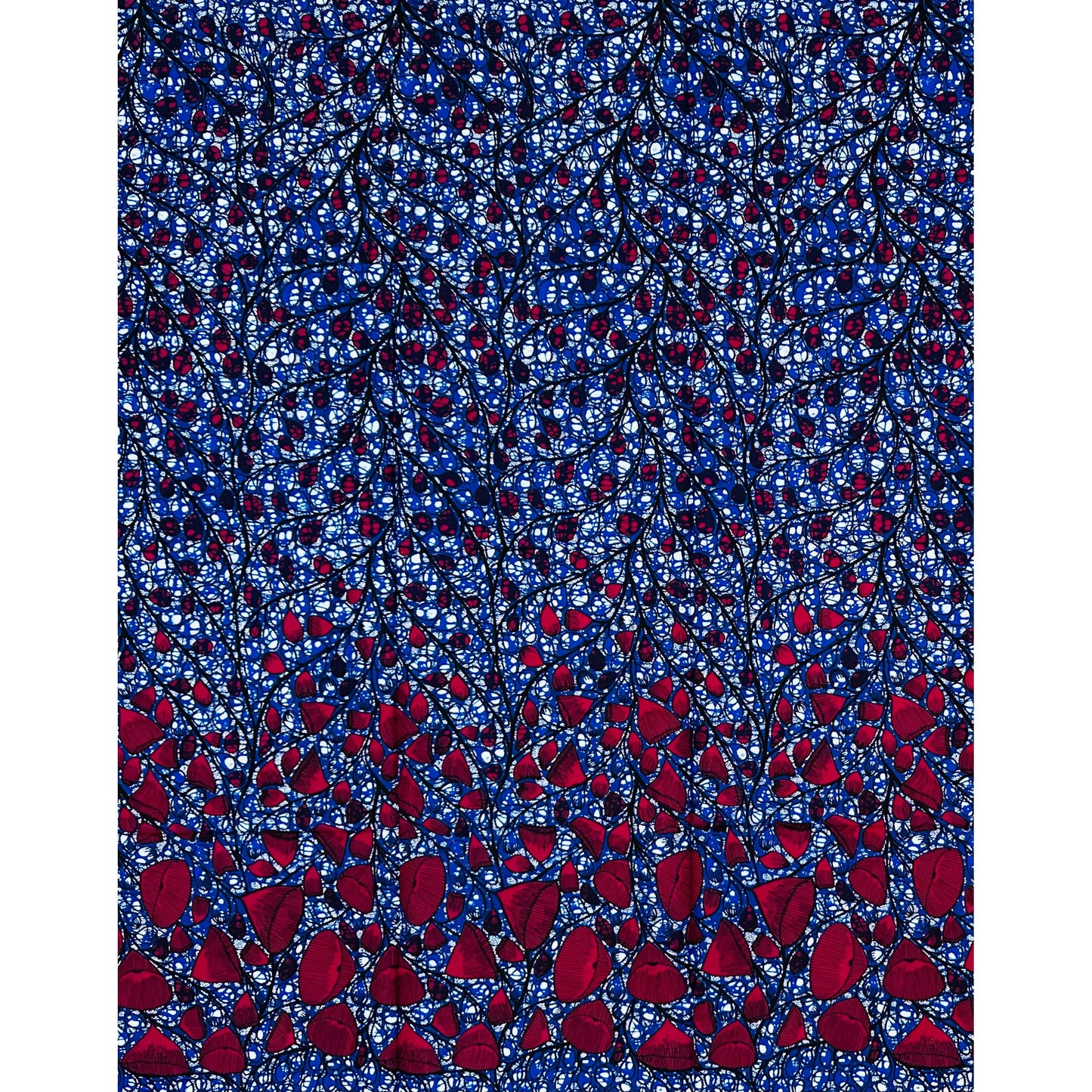 African Print Fabric/ Ankara - Blue, Plum, Brown “Osara Crownline”,  1 YARD