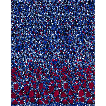 African Print Fabric/ Ankara - Blue, Plum, Brown “Osara Crownline”,  1 YARD
