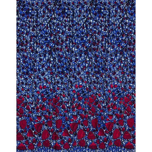 African Print Fabric/ Ankara - Blue, Plum, Brown “Osara Crownline”,  1 YARD