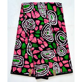 African Print Fabric/Ankara - Pink, Green ‘Pretty Girls Wear Pearls' Design, YARD or WHOLESALE