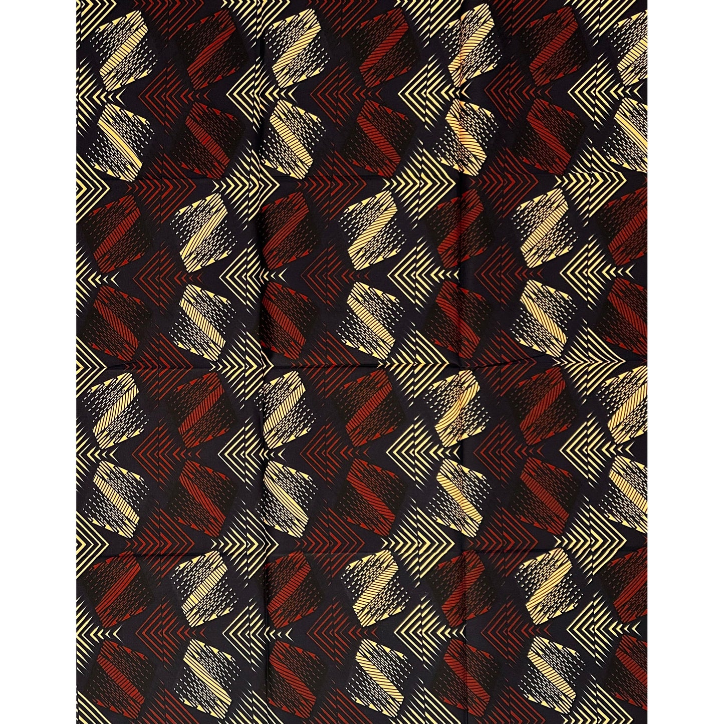African Print Fabric/ Ankara - Brown, Beige, Navy ‘Decisions' Design, 1 YARD