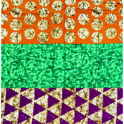 African Print Fabric/Ankara - Orange, Green, Brown, Purple ‘Buchi Bam' Design, YARD or WHOLESALE