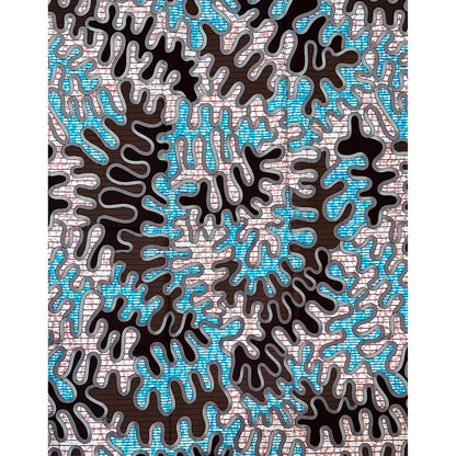 African Print Fabric/ Ankara - Brown, Blue “River Spirit', YARD or WHOLESALE
