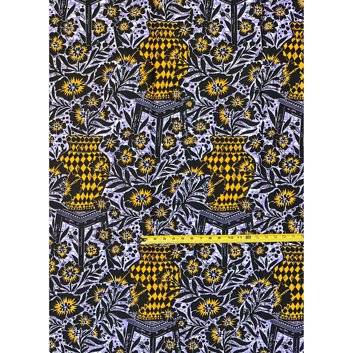 African Print Fabric/ Ankara - Orange, Purple 'Calabash Secrets' Design, 1 YARD